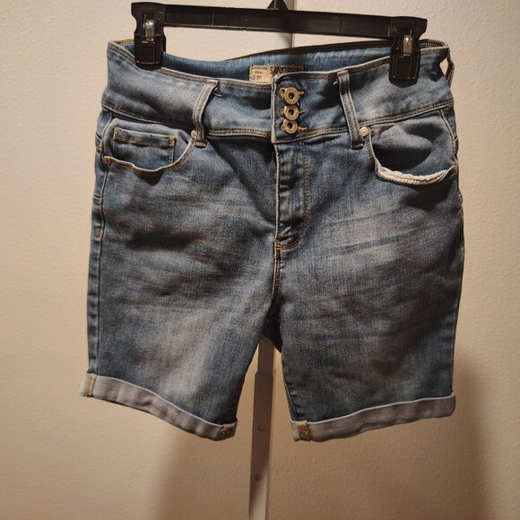 Sandpiper Denim Jean Shorts Size 8 Petite Stretch 5 Pocket Cuffed Zip Fly Womens - Picture 7 of 12